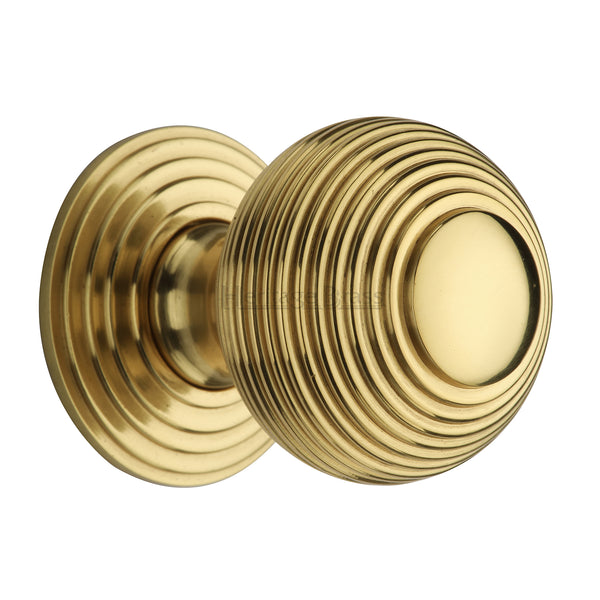Heritage Brass Cabinet Knob Reeded Design 38mm Polished Brass finish - V973 38-PB - Choice Handles