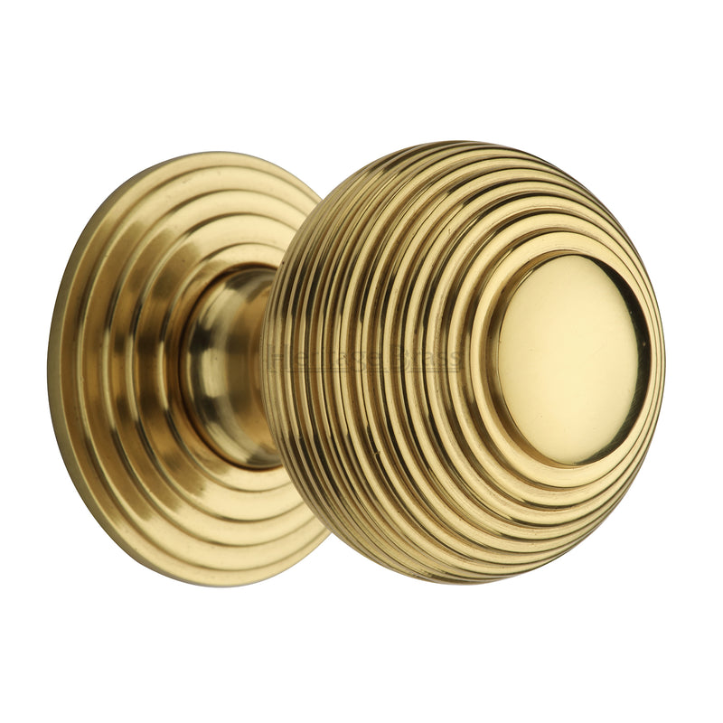 Heritage Brass Cabinet Knob Reeded Design 38mm Polished Brass finish - V973 38-PB - Choice Handles