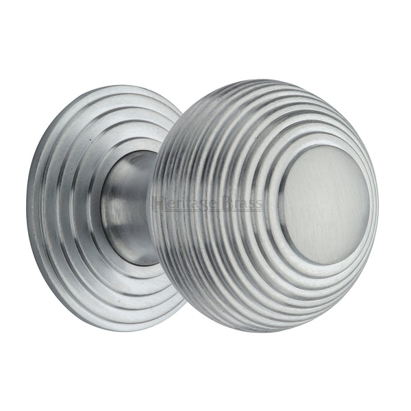 Heritage Brass Cabinet Knob Reeded Design 38mm Satin Chrome finish - V973 38-SC - Choice Handles