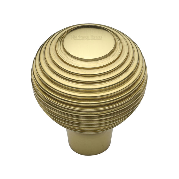 Heritage Brass Cabinet Knob Reeded Design 32mm Polished Brass finish - V974 32-PB - Choice Handles