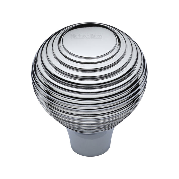 Heritage Brass Cabinet Knob Reeded Design 32mm Polished Chrome finish - V974 32-PC - Choice Handles