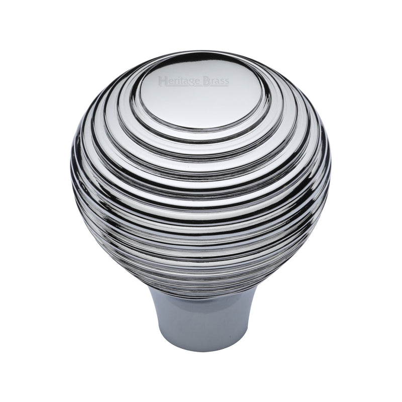 Heritage Brass Cabinet Knob Reeded Design 32mm Polished Chrome finish - V974 32-PC - Choice Handles