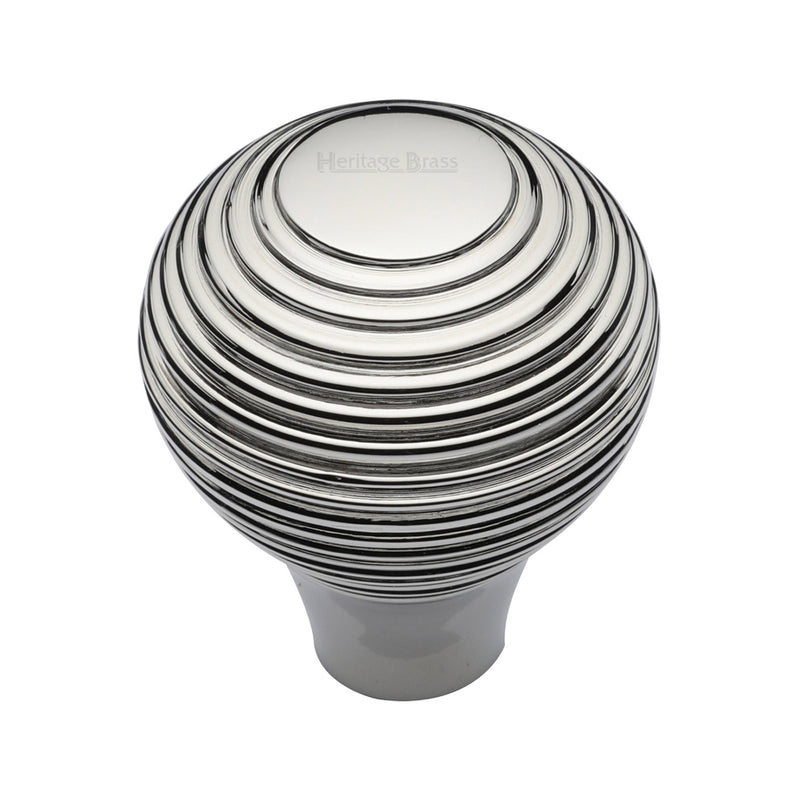 Heritage Brass Cabinet Knob Reeded Design 32mm Polished Nickel - V974 32-PNF - Choice Handles