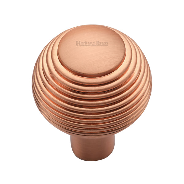 Heritage Brass Cabinet Knob Reeded Design 32mm Satin Rose Gold finish - V974 32-SRG - Choice Handles