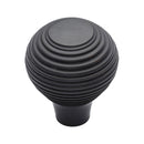 Heritage Brass Cabinet Knob Reeded Design 38mm Matt Black finish - V974 38-BKMT - Choice Handles
