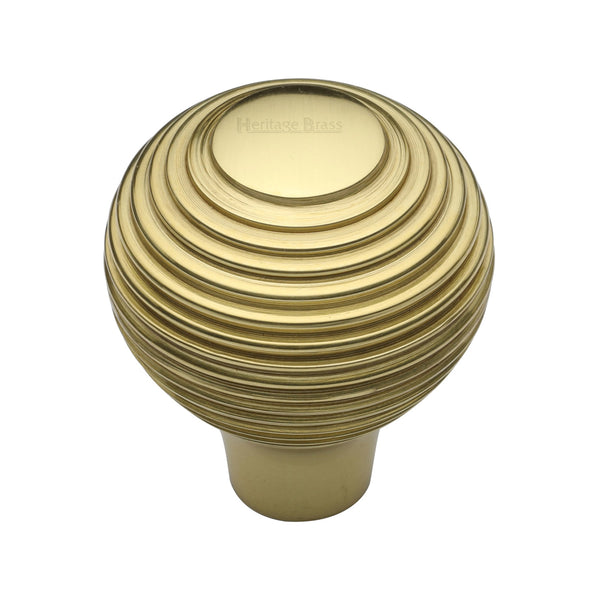 Heritage Brass Cabinet Knob Reeded Design 38mm Polished Brass finish - V974 38-PB - Choice Handles