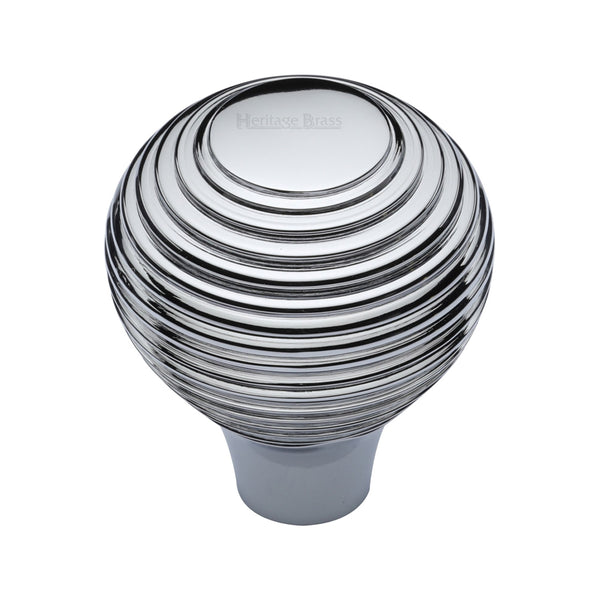 Heritage Brass Cabinet Knob Reeded Design 38mm Polished Chrome finish - V974 38-PC - Choice Handles