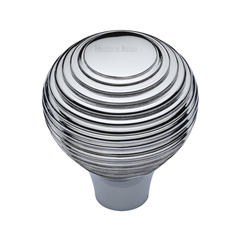 Heritage Brass Cabinet Knob Reeded Design 38mm Polished Chrome finish - V974 38-PC - Choice Handles