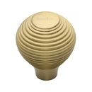 Heritage Brass Cabinet Knob Reeded Design 38mm Satin Brass finish - V974 38-SB - Choice Handles