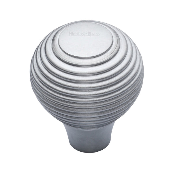 Heritage Brass Cabinet Knob Reeded Design 38mm Satin Chrome finish - V974 38-SC - Choice Handles