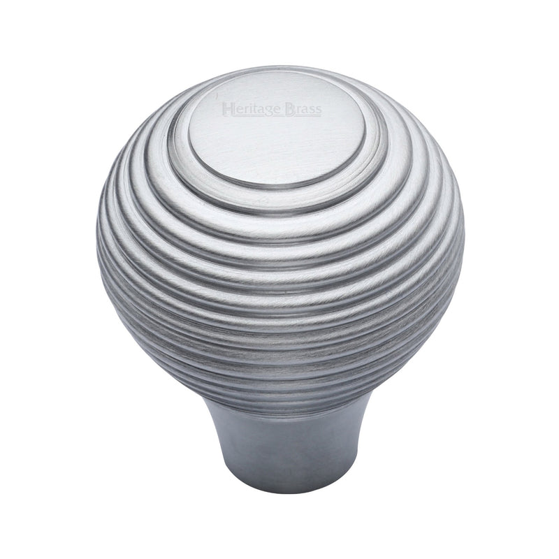 Heritage Brass Cabinet Knob Reeded Design 38mm Satin Chrome finish - V974 38-SC - Choice Handles
