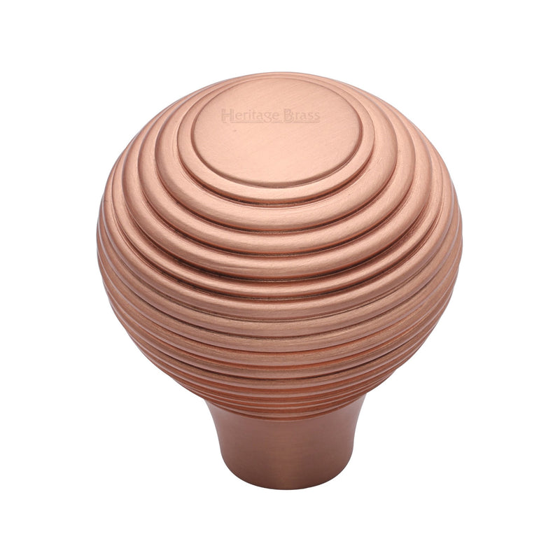 Heritage Brass Cabinet Knob Reeded Design 38mm Satin Rose Gold finish - V974 38-SRG - Choice Handles