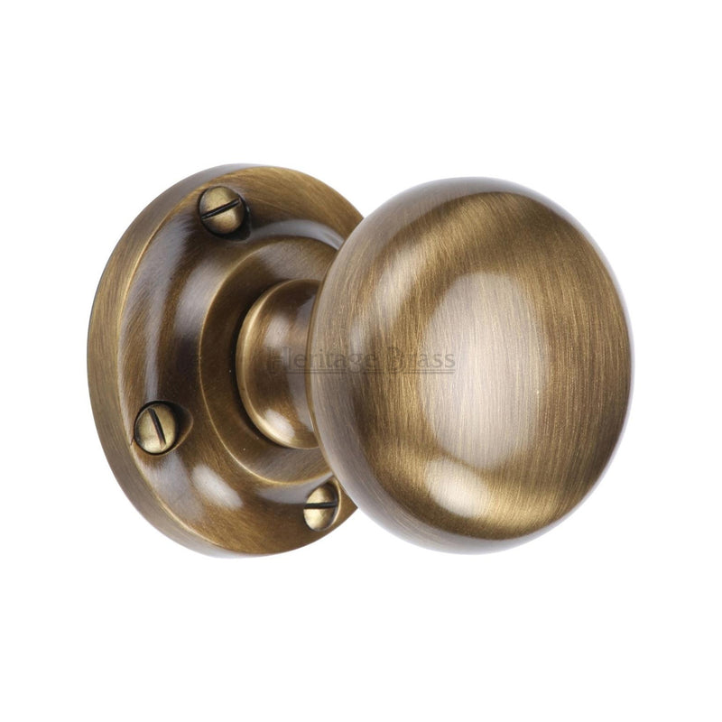 Heritage Brass Mortice Knob on Rose Victoria Design Antique finish - V980-AT - Choice Handles