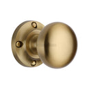 Heritage Brass Mortice Knob on Rose Victoria Design Satin Brass finish - V980-SB - Choice Handles