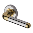 Heritage Brass Door Handle Lever Latch on Round Rose Vienna Design Chrome & Brass finish - VIE1920-CB - Choice Handles