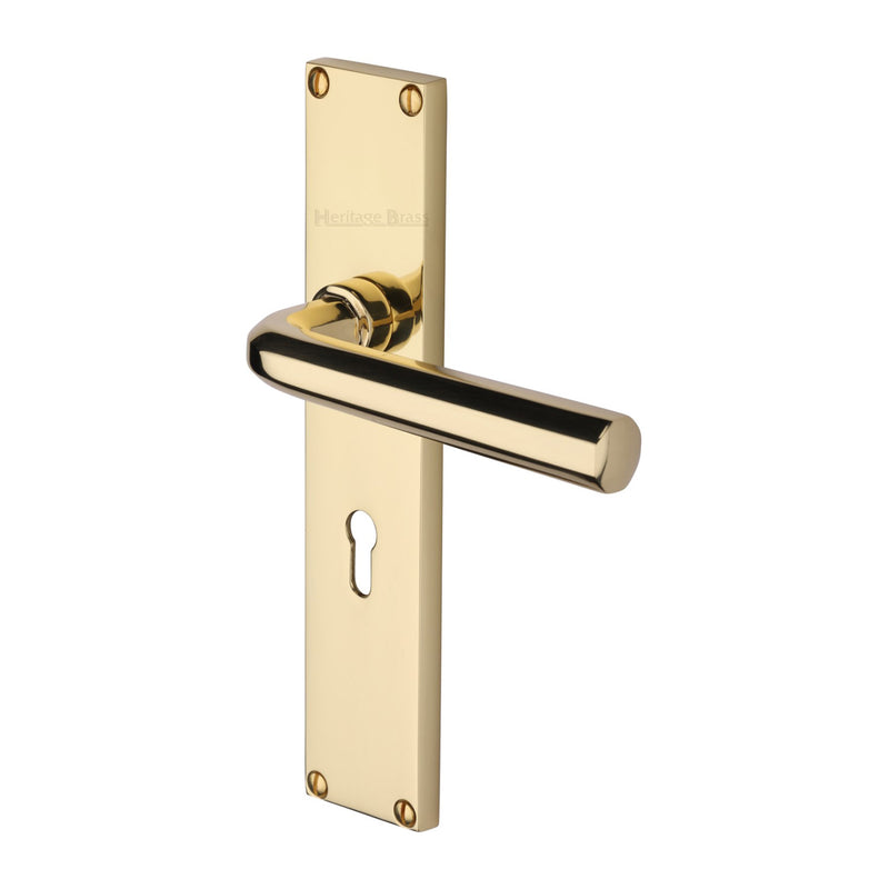Heritage Brass Octave Lever Lock Door Handle on 200mm Plate Polished Brass finish - VT5900-PB - Choice Handles