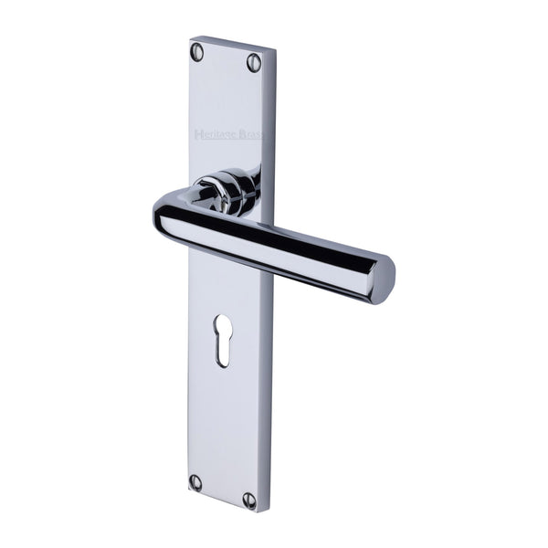 Heritage Brass Octave Lever Lock Door Handle on 200mm Plate Polished Chrome finish - VT5900-PC - Choice Handles