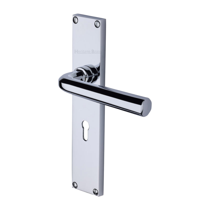 Heritage Brass Octave Lever Lock Door Handle on 200mm Plate Polished Chrome finish - VT5900-PC - Choice Handles