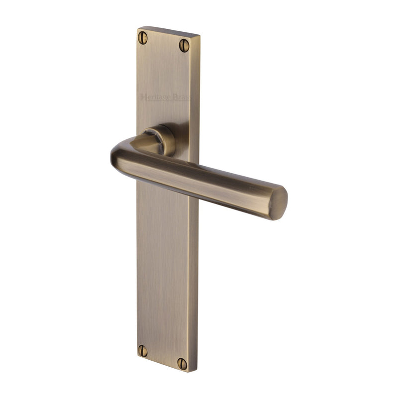 Heritage Brass Octave Lever Latch Door Handle on 200mm Plate Antique Brass finish - VT5910-AT - Choice Handles