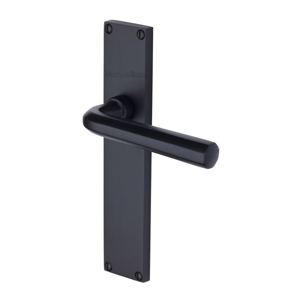 Heritage Brass Octave Lever Latch Door Handle on 200mm Plate Matt Black finish - VT5910-BKMT - Choice Handles