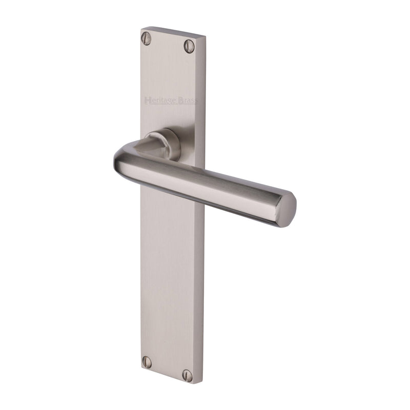 Heritage Brass Octave Lever Latch Door Handle on 200mm Plate Satin Nickel finish - VT5910-SN - Choice Handles