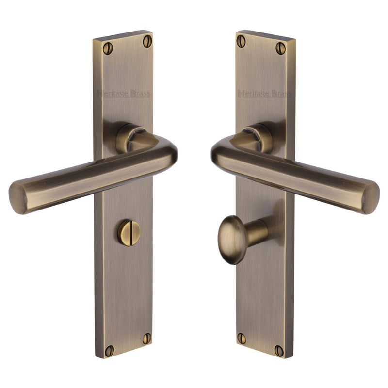 Heritage Brass Octave Bathroom Set Door Handle on 200mm Plate Antique Brass finish - VT5930-AT - Choice Handles