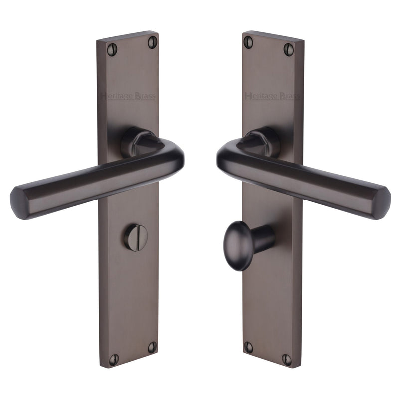 Heritage Brass Octave Bathroom Set Door Handle on 200mm Plate Matt Bronze finish - VT5930-MB - Choice Handles