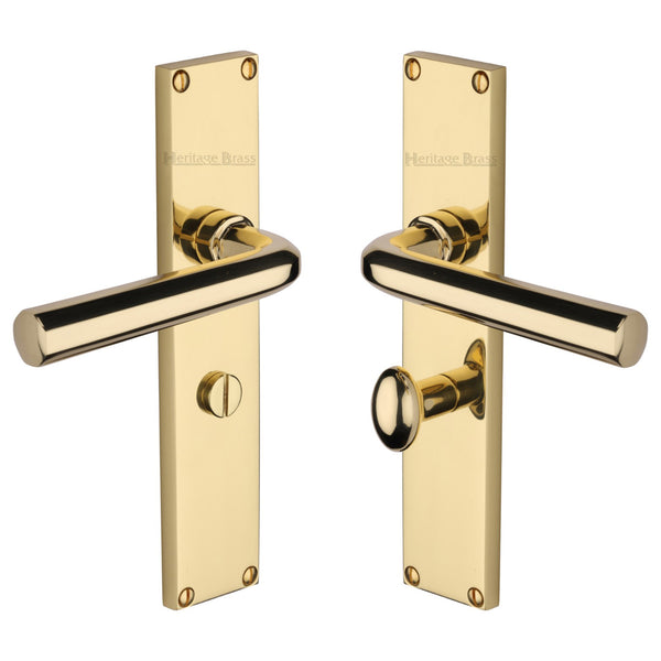 Heritage Brass Octave Bathroom Set Door Handle on 200mm Plate Polished Brass finish - VT5930-PB - Choice Handles
