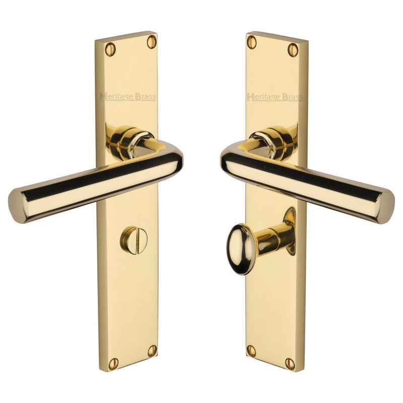 Heritage Brass Octave Bathroom Set Door Handle on 200mm Plate Polished Brass finish - VT5930-PB - Choice Handles