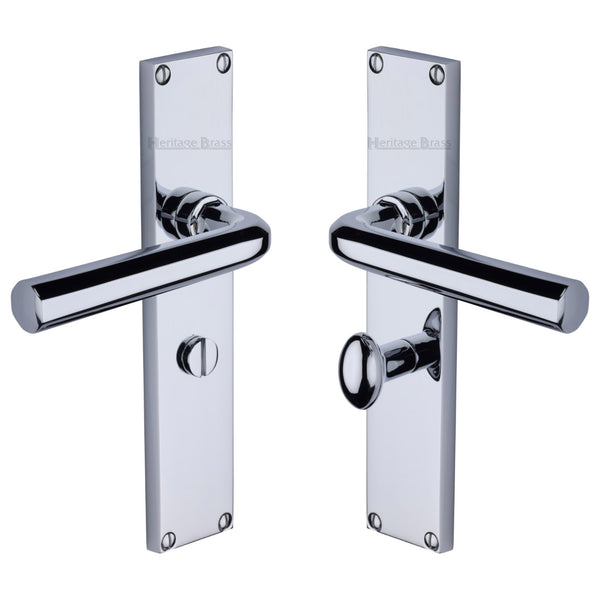 Heritage Brass Octave Bathroom Set Door Handle on 200mm Plate Polished Chrome finish - VT5930-PC - Choice Handles