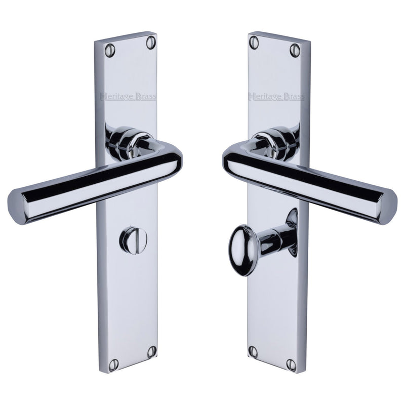 Heritage Brass Octave Bathroom Set Door Handle on 200mm Plate Polished Chrome finish - VT5930-PC - Choice Handles