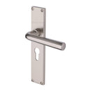 Heritage Brass Octave Euro Profile Door Handle on 200mm Plate Satin Nickel finish - VT5948-SN - Choice Handles