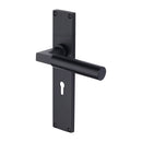 Heritage Brass Bauhaus Lever Lock Door Handle on 200mm Plate Matt Black finish - VT6300-BKMT - Choice Handles