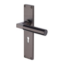 Heritage Brass Bauhaus Lever Lock Door Handle on 200mm Plate Matt Bronze finish - VT6300-MB - Choice Handles