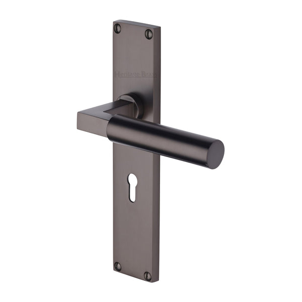 Heritage Brass Bauhaus Lever Lock Door Handle on 200mm Plate Matt Bronze finish - VT6300-MB - Choice Handles