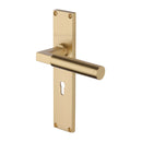 Heritage Brass Bauhaus Lever Lock Door Handle on 200mm Plate Satin Brass finish - VT6300-SB - Choice Handles