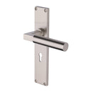 Heritage Brass Bauhaus Lever Lock Door Handle on 200mm Plate Satin Nickel finish - VT6300-SN - Choice Handles