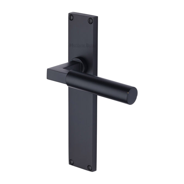Heritage Brass Bauhaus Lever Latch Door Handle on 200mm Plate Matt Black finish - VT6310-BKMT - Choice Handles