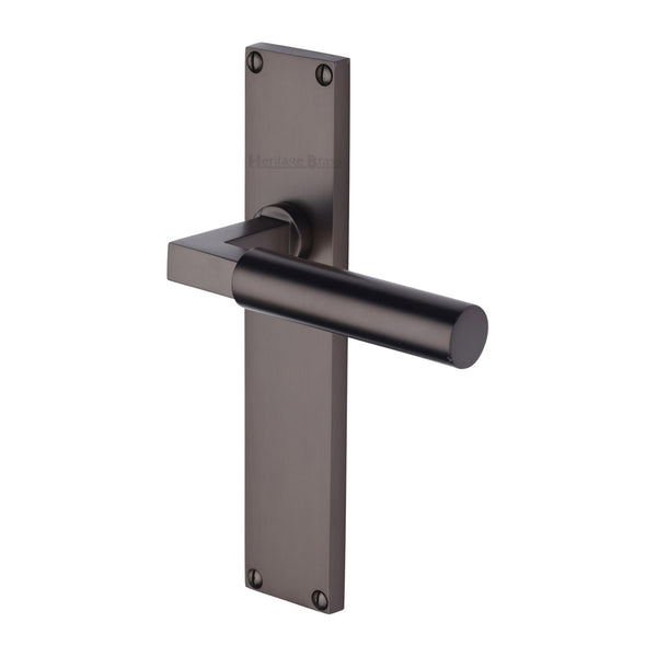 Heritage Brass Bauhaus Lever Latch Door Handle on 200mm Plate Matt Bronze finish - VT6310-MB - Choice Handles