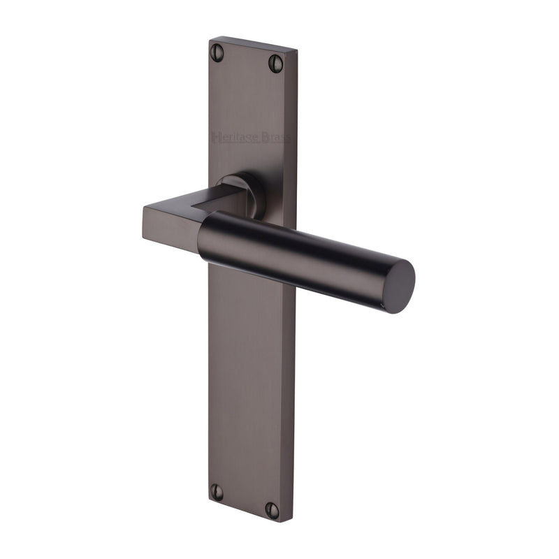 Heritage Brass Bauhaus Lever Latch Door Handle on 200mm Plate Matt Bronze finish - VT6310-MB - Choice Handles