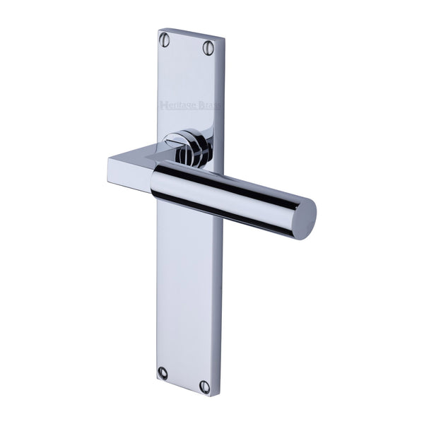 Heritage Brass Bauhaus Lever Latch Door Handle on 200mm Plate Polished Chrome finish - VT6310-PC - Choice Handles