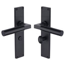 Heritage Brass Bauhaus Bathroom Set Door Handle on 200mm Plate Matt Black finish - VT6330-BKMT - Choice Handles