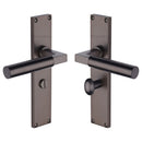 Heritage Brass Bauhaus Bathroom Set Door Handle on 200mm Plate Matt Bronze finish - VT6330-MB - Choice Handles