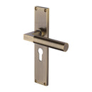 Heritage Brass Bauhaus Euro Profile Door Handle on 200mm Plate Antique Brass finish - VT6348-AT - Choice Handles