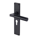 Heritage Brass Bauhaus Euro Profile Door Handle on 200mm Plate Matt Black finish - VT6348-BKMT - Choice Handles