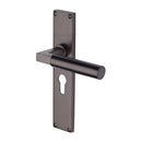 Heritage Brass Bauhaus Euro Profile Door Handle on 200mm Plate Matt Bronze finish - VT6348-MB - Choice Handles