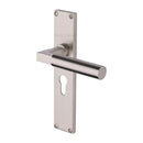 Heritage Brass Bauhaus Euro Profile Door Handle on 200mm Plate Satin Nickel finish - VT6348-SN - Choice Handles