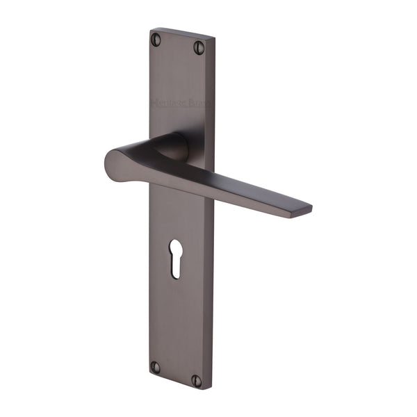 Heritage Brass Gio Lever Lock Door Handle on 200mm Plate Matt Bronze finish - VT8100-MB - Choice Handles