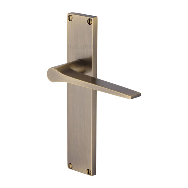 Heritage Brass Gio Lever Latch Door Handle on 200mm Plate Antique Brass finish - VT8110-AT - Choice Handles