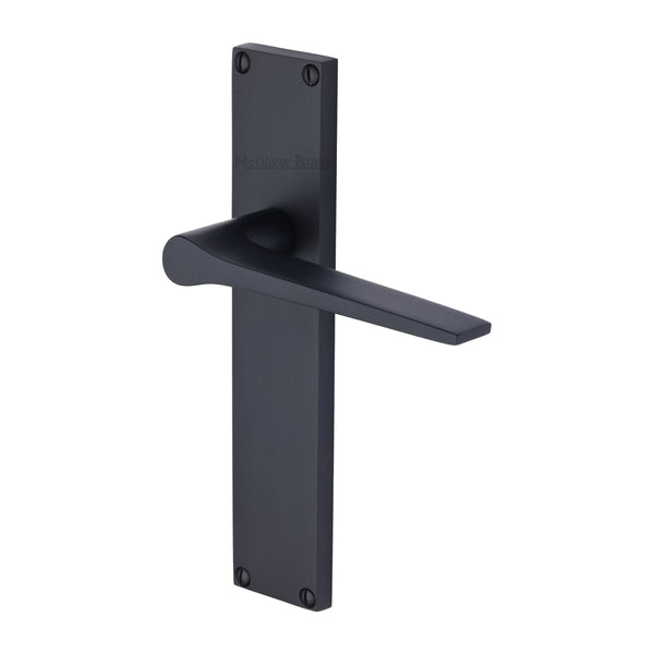 Heritage Brass Gio Lever Latch Door Handle on 200mm Plate Matt Black finish - VT8110-BKMT - Choice Handles